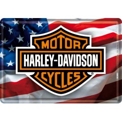 Placa metalica - Harley Davidson - USA - 10x14 cm